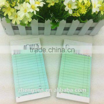 2 parts carbonless book for guest check