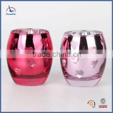 Wholesale Egg Shaped Glass Candle Holder Red Glass Jar Candle Holder