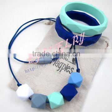 multicolor hexagon silicone teething beads necklace baltic amber teething necklace Discount Price TN024