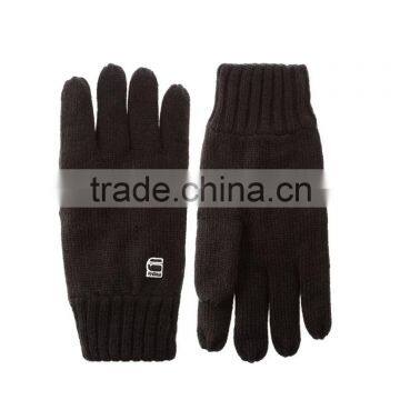 wholesale promotion embroidered knitted solid black glove