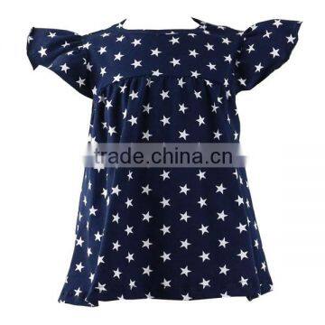 Wholesale Princess Navy Stars Cap Sleeve 4th of July Tunic Wear