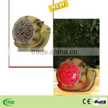 Snail mosaic garden solar light polyresin with glass