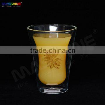 Elegant Mouthblown Double wall Glass Heat Resistance Borosilicate Drinkware Coffee Tea Glass Drinkware Cup