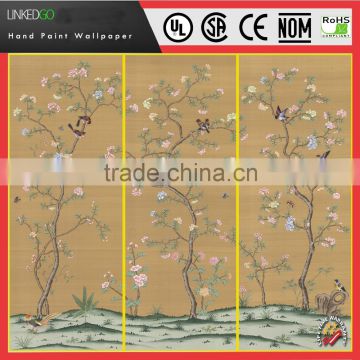 High Quality decoration Hand-painted silk wallpaper for hotel home interior decoration