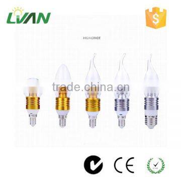 Aluminium With clear Plastic 2700K-6500K 3w- 5W Led candle light Bulb