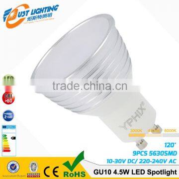 gu10 4.5w with 9pcs 5630 smd dimmable led candelabra bulb