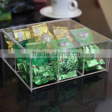 Eco friendly transparent clear color cheap acrylic tray with divider