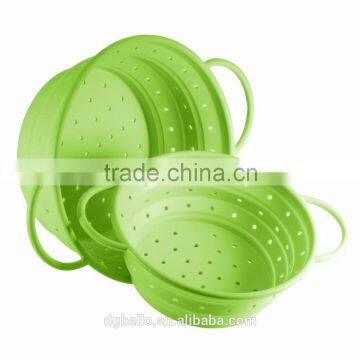 Collapsible Silicone Colander Green Kitchen Foldable Strainer photo-2