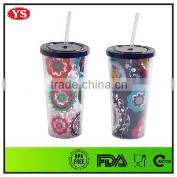 bpa free customized 20oz double wall acrylic tumblers with straw