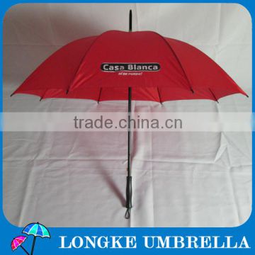 red color golf umbrella with printing logo straight umbrella