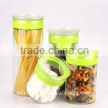 SINOGLASS 4 pcs Round Shape Glass Storage canister Jar Set