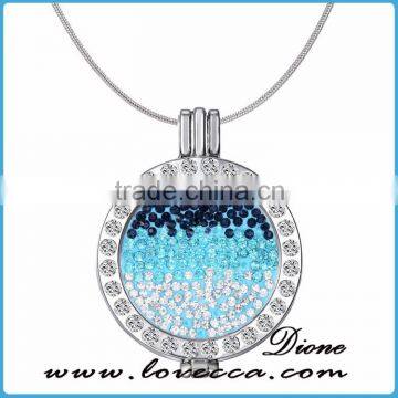 DIY Jewelry Blue Crystal Gold 65cm Long Chain Coin Necklace