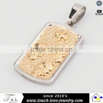 Unique Touch love design frosted triple gold corss skull pendant