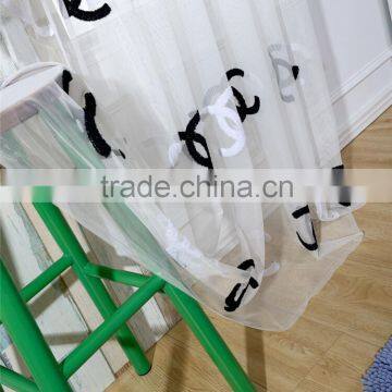 New Arrival Double 'C" Pattern Embroidered Sheer Curtain Fabric photo-3