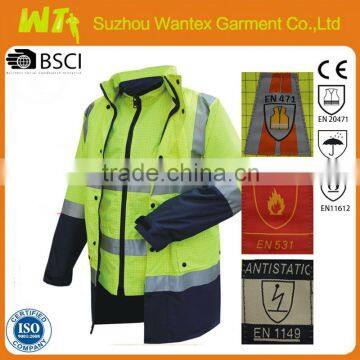 EN471 /EN531/ EN1149 Flame retardant Anti-static Men's winter construction reflective Hi vis safety workwear work wear