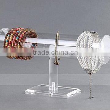 Pully Acrylic Removable Bracelet Display Holder Stand 1 Tier Jewelry Rack Watch Headdress Flower Organizer T Bar I-Shaped Shelf