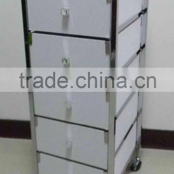 5 MDF small drawer storage organizer rolling white trolley cart Chrome