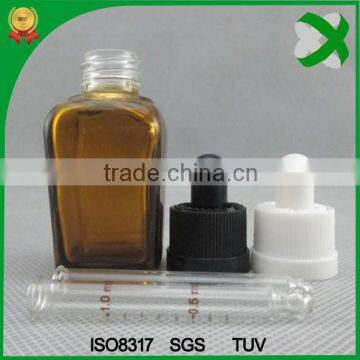 trade assurance 30ml amber square glass dropper bottle for e liquid