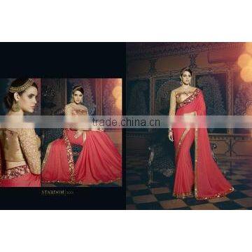 Gorgonize Red Fancy Georgette Designer Saree/Indian sarees online shopping