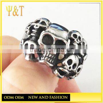 Jingli Jewelry Top quality personalized punk mens biker skull rings, gothic skull heads mens rings (HS-004)