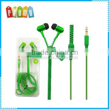 Metal Zipper Earphones 3.5mm in-ear earphone with mic