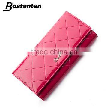 leather women wallet pocket purse hand bag diamon lattice pattern