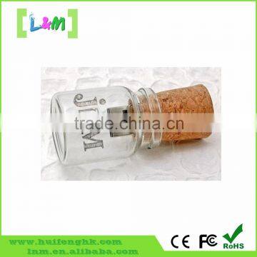 Creative Christmas Gift Glass and Wood Wishing Bottle for Kids USB Flash Drive 32gb