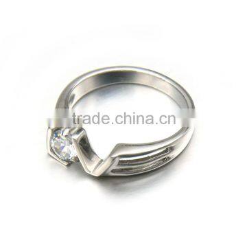 Factory Hot Selling Polished Silver Stainless Steel Crystal Love Crystal Ring Jewelry for Women photo-2