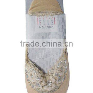 Ladies' fashion nude color with lace footie