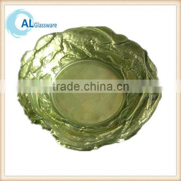 cheap color embossed glass plate