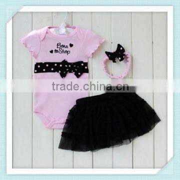 3pcs baby onesie tutu skirt and headband set Romper Baby Romper with Tutu Dress Short Sleeve with Matching Headband Set