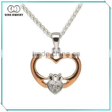 Irish 925 Sterling Silver Jewelry Heart Shaped Claddagh Pendant