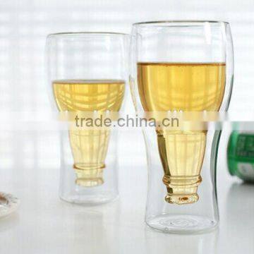 330 ml double wall beer glass with colored logo printing