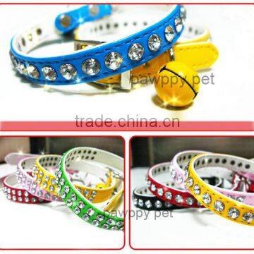 Bling Crystal Pearls Cat Leather Collar With Bell photo-1