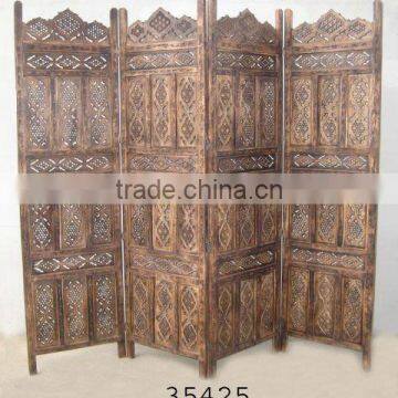 Manufacturer of Carved Wooden 4 Pannel Screen Partition