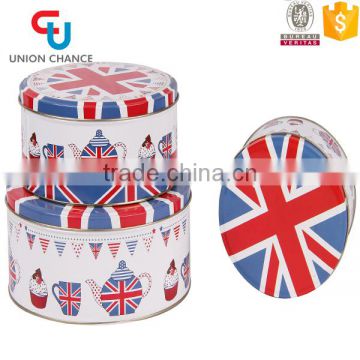 The Union Jack Design 3PCS Round Storage Tin Box