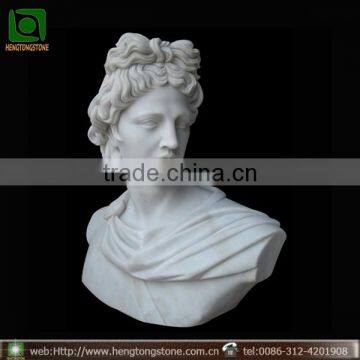 Hand Carved White Marble Apollo Head Bust Statue