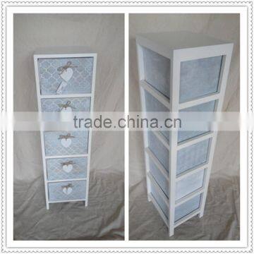 Shabby Chic Wooden Storage Chest Fully Assembled Wood Living Cabinet With White Hanging Hearts Handles photo-3