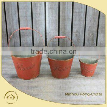 Hot Sale s/3 red oil metal bucket, cheap pot metal home decor