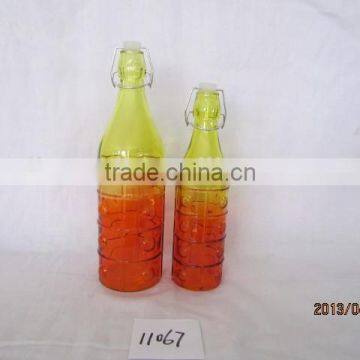 Two Colors Colored Square 500ml Glass Drink Water Bottle Hot Sale Glass Juice Bottle With Clip Lid in a Reasonal Price