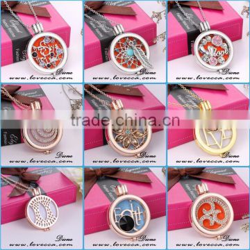 Best selling products 35mm aromatherapy lockets essential oil diffuser diamond necklace