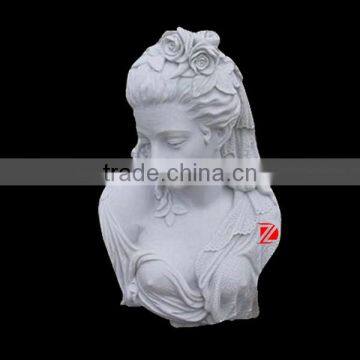 custom pure white stone girl bust statue design