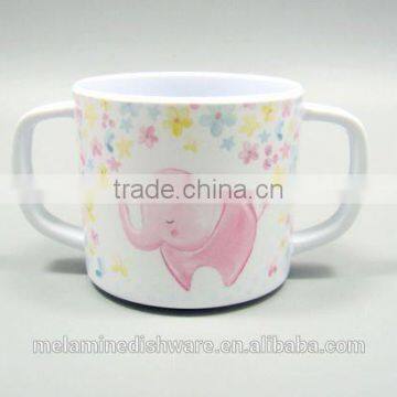 Two Handle Melamine Cup With Cute Customized Printing for Kids/children Drinking Mug photo-2