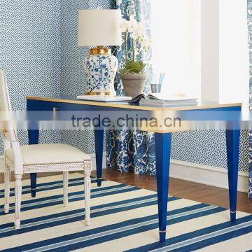 Exquisite Classic Italian Style Royal Blue Office Writing Desk with Golden Trim BF11-08303e