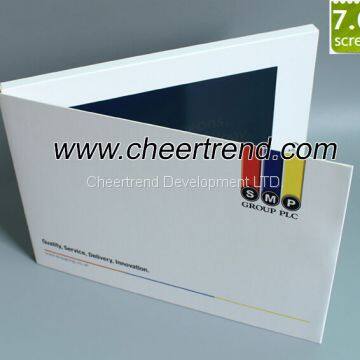 2017 Europe Regional Feature customized A5 Size 7'' lcd screen Video Greeting Card video brochure