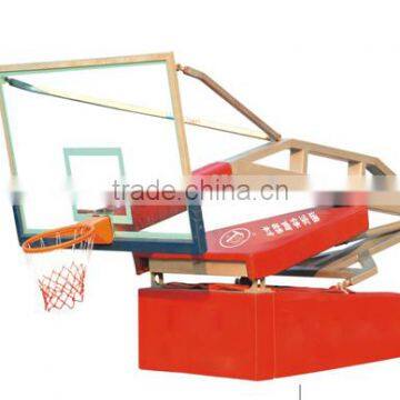 Hydraulic basketball stand with hoops