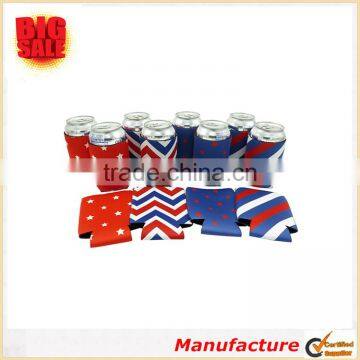 Promotional Collapsible Can Sleeves Extra Thick Neoprene With Stitched Fabric Edges Beer Can Sleeve