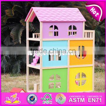 2017 New Design Pink Girls Pretend Play Wooden Doll House Toys W06A170 photo-5