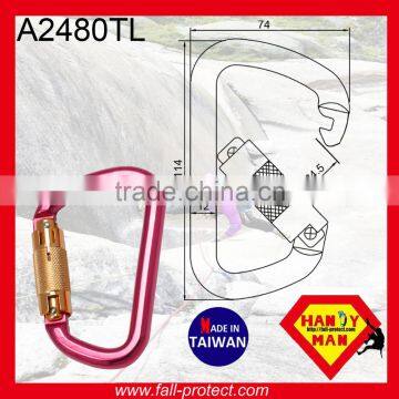 D Type Quicklock Mountain Climbing Aluminum Carabiner With Twist Lock photo-4