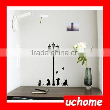 UCHOME Popular Ancient Lamp Cats and Birds Wall Sticker Wall Mural Home Decor Room Kids Decals Wallpaper